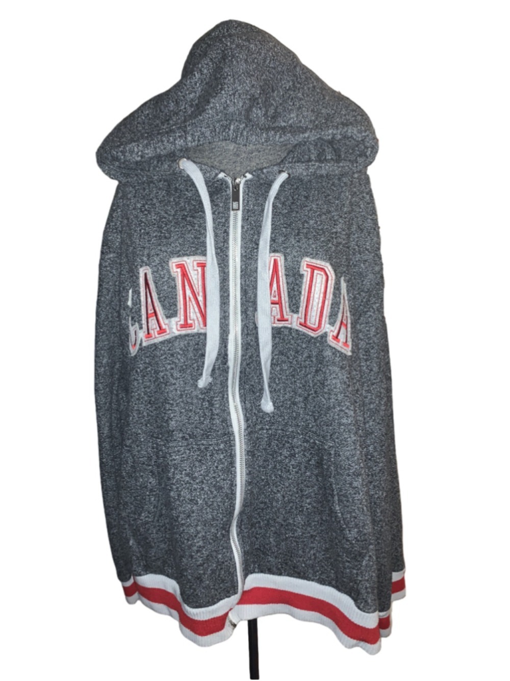 Men's ATC Gray Red Canada Full Zip Hoodie XXL